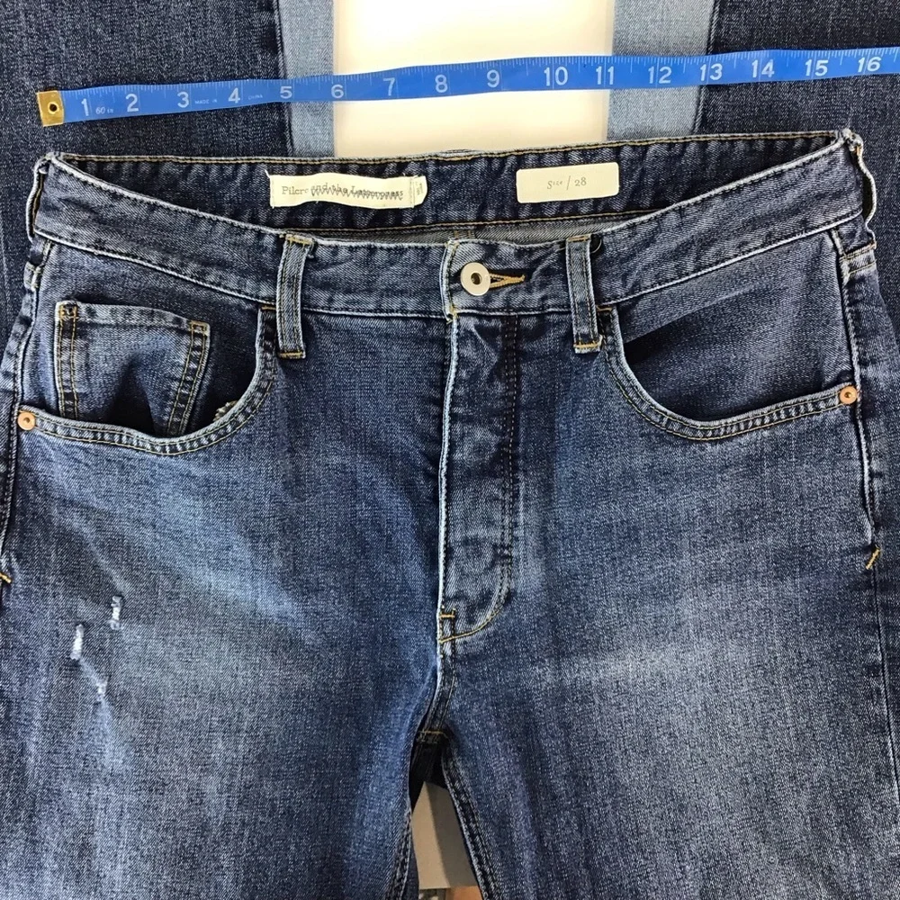 Anthropologie Pilcro and the Letterpress High Rise Two Tone Flare Crop Jeans 28